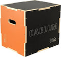 CAELUM 3-in-1 Wood Plyo Box - Non-Slip Plyometric Jump Box for Home & Gym, 400lbs Bearing Fitness Launch Box for Jumping Squats Step-ups Strength Training
