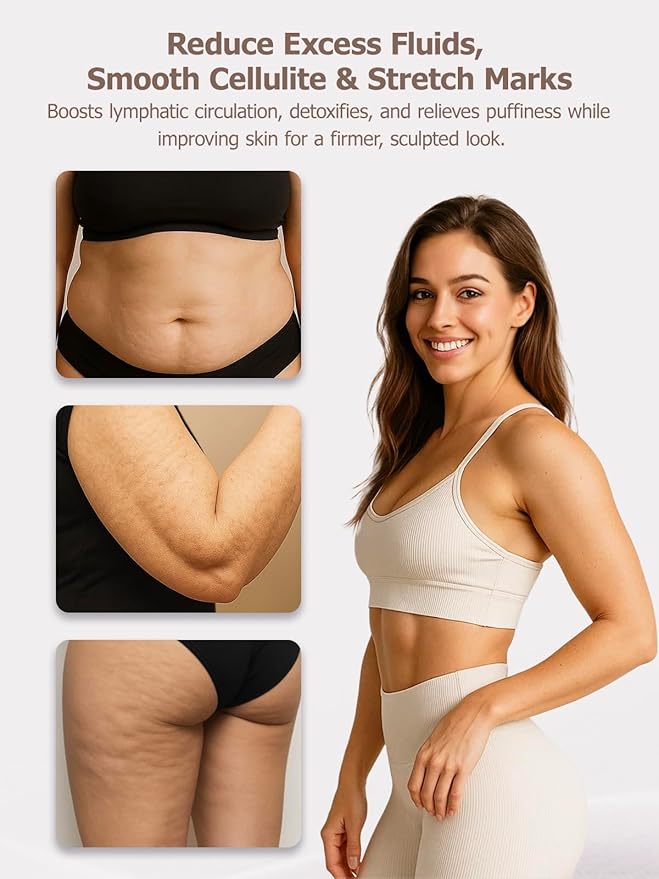DiDEER Lymphatic Drainage Massager & Anti Cellulite Massage Tool, for Legs, Arms & Belly, Body,Helps Reduce Stretch Marks & Cellulite,with Microcurrent, Light Heat & Vibration (White)