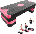 27" Aerobic Exercise Step Adjustable Aerobic Stepper for Exercise Workout Step Platform for Step Up, Step Deck with 4” 6” 8” Adjustable Height Risers