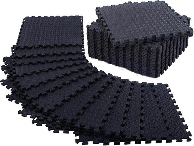48 Pack - 1/2" Extra Thick Floor Exercise Mat for Home Gym Floor Padding for Kids - High-Density EVA Interlocking Foam Floor Tiles for Gym Equipment, Play Area, Yoga, Cardio, Weights, MMA