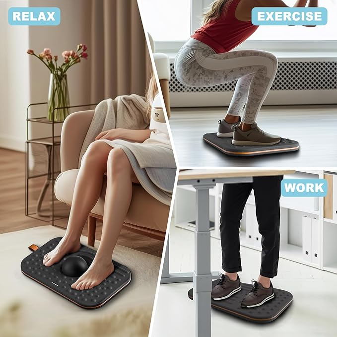 Balance Board for Standing desk, 2-in-1 Dual-Sided Balance Stability Trainer & Anti-Fatigue Standing Mat,Calf Stretcher,for Home,Gym,Office