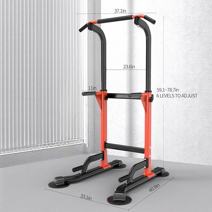 Pull Up Dip Station For Home Gym Strength Training Fitness Workout Station Chin-Ups Push-Ups Pull-Ups Dip-Ups 330LBS T055CDC