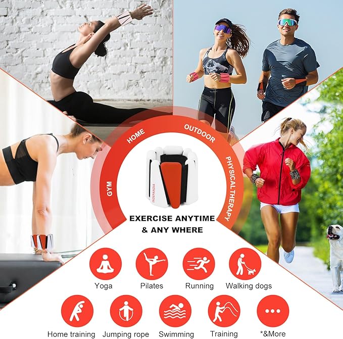 Wrist Ankle Weights for Women & Men, 2lbs/4lbs Adjustable Weighted Bangles to Boost Calorie Burn & Strength, Arm & Leg Weights for Pilates, Yoga, Walking, Barre, Gym & Home Workout
