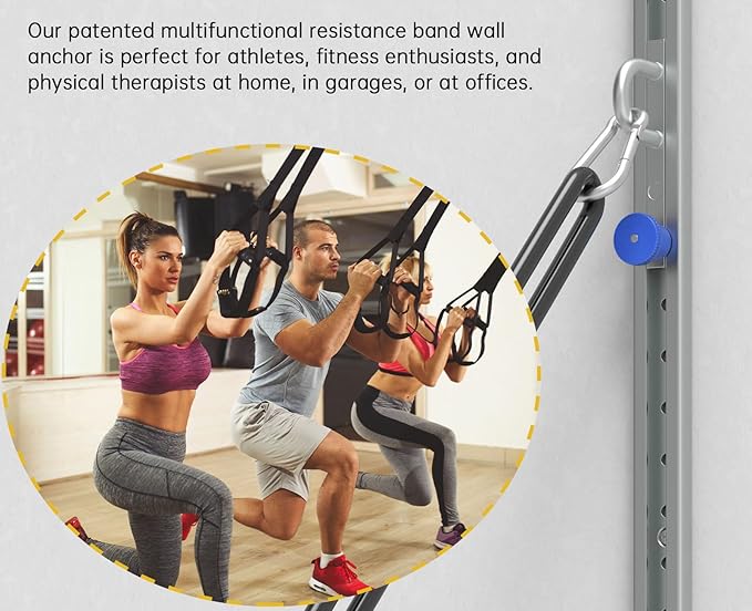 Wall-Mounted Anchor Fitness System - Adjustable, Multi-Functional, Space Saving Home Gym Solution for Strength Training,Adjustable Workout Wall Anchor System Blue