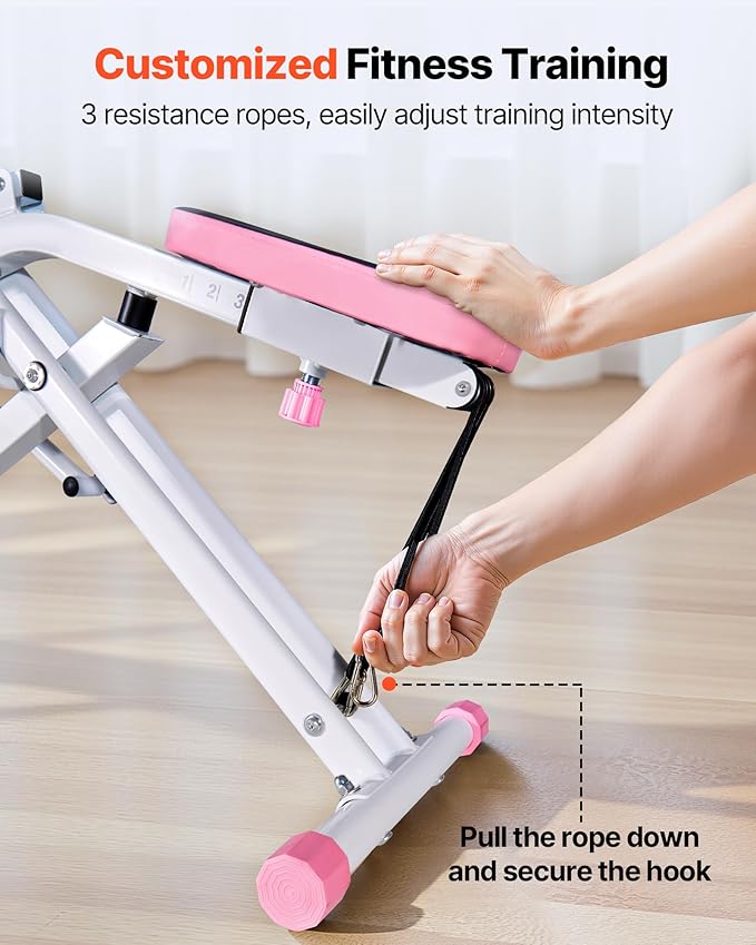 VEVOR Squat Machine, Deep Squat Rowing Machine for Home, Easy Setup & Foldable Exercise Equipment, Glute Trainer Machine with 2/3 High-Strength Resistance Bands, Glutes & Leg Home Workout Machine