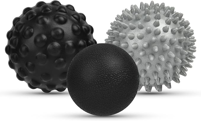 URAQT Spiky Massage Ball, 3 Pack Hard Spiky Massage Ball Roller Set, Professional Physical Therapy Massage Balls for Myofascial Release, Trigger Point Deep Tissue Massage, Plantar Fasciitis Recovery