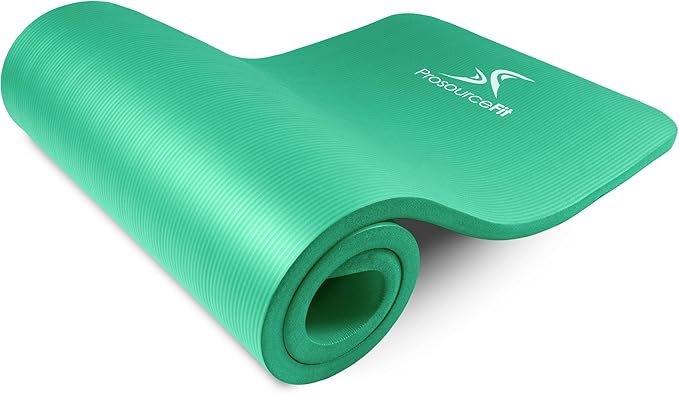 ProsourceFit Extra Thick Yoga and Pilates Mat ½” (13mm) or 1" (25mm), 71-inch Long High Density Exercise Mat with Comfort Foam and Carrying Strap