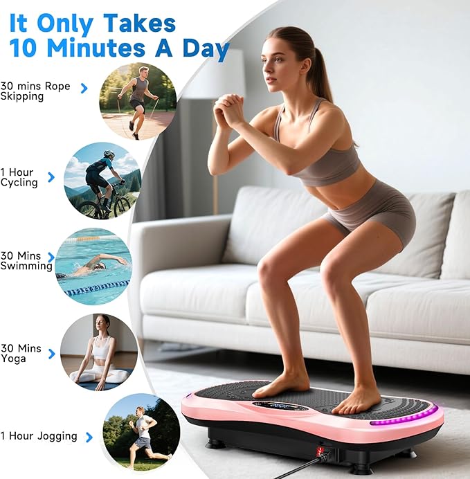 Vibration Plate Exercise Machine for Lymphatic Drainage, Vibration Machine for Full-Body Weight Loss Shaping, Vibrate Fitness Platform 400 Lbs & 200 Adjustable Speeds for Women Men Home