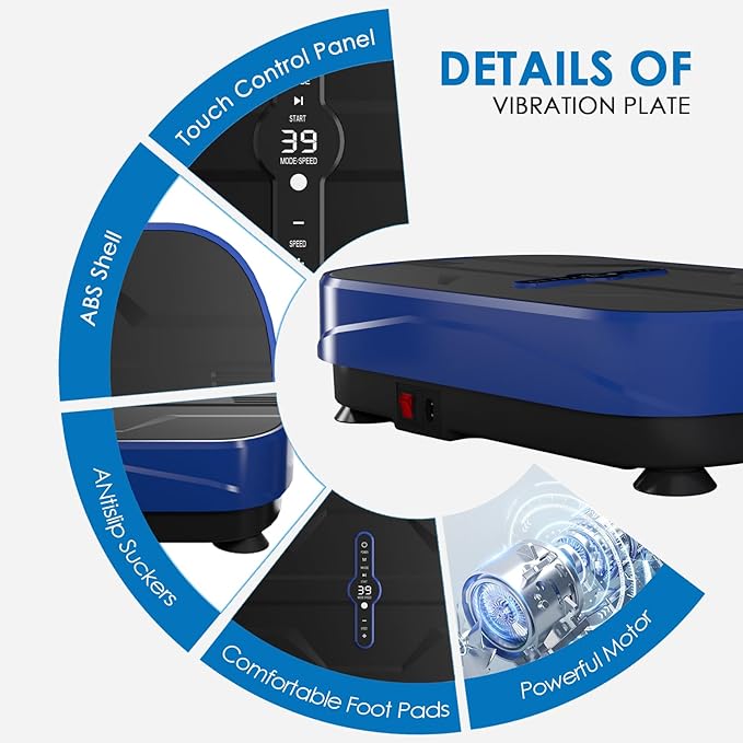 Vibration Plate Exercise Machine - Whole Body Workout Vibration Platform Lymphatic Drainage Machine for Weight Loss Home Fitness with Resistance Bands Remote