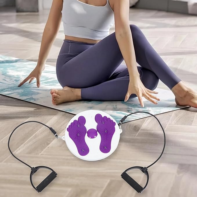 Zerodeko Waist Twisting Disc with Pull Rope, Household Fitness Slimming Machine, Purple Body Twisting Board for Core Strengthening and Abdominal Exercise at Home