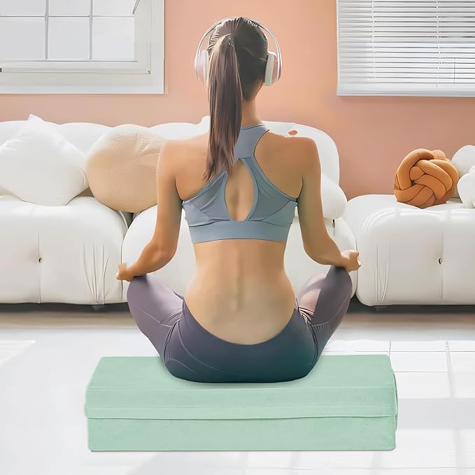 GOFORIT Yoga Bolster Pillow for Meditation and Support，Rectangular Meditation Pillow for Restorative Yoga，26.5"X9.5" X6"