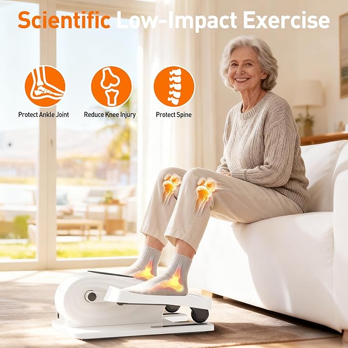 Under Desk Elliptical Exercise Machine, Electric Ellipse Leg Exerciser as Seen on TV, 15 Speeds Foot Exerciser While Sitting for Seniors, Portable Seated Pedal Exerciser for Home Office, Gifts