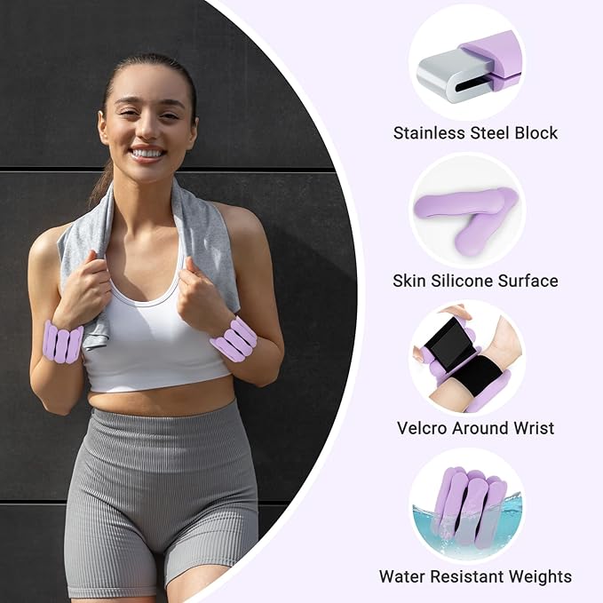 Wrist Ankle Weights for Women Men, Leg Arm Wrist Weights Bangles 1lb*2 2lb*2 Wearable Weights Pilates Weighted Bracelet for Strength Training Walking Swimming Yoga Physical Therapy