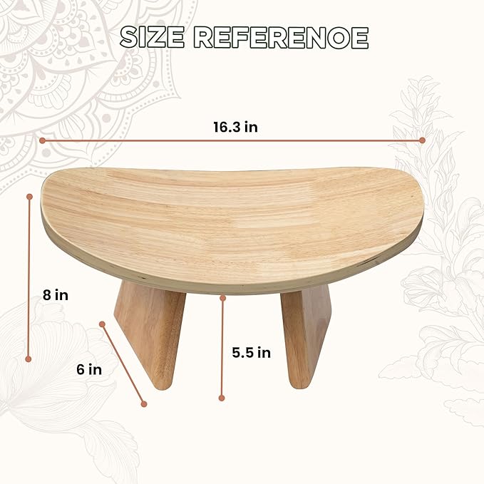 Ergonomic Wooden Meditation Bench for Seiza & Yoga Practice - Natural Portable Kneeling Seat for Travel & Prayer