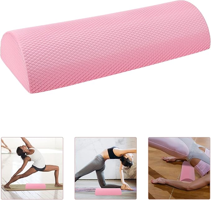 Half Circle Foam Roller for Yoga and Pilates Muscle Massage, 30x6.3cm Cherry Blossom Pink, Core Stability Balance Training Roller for Fitness and Back Relief at Home