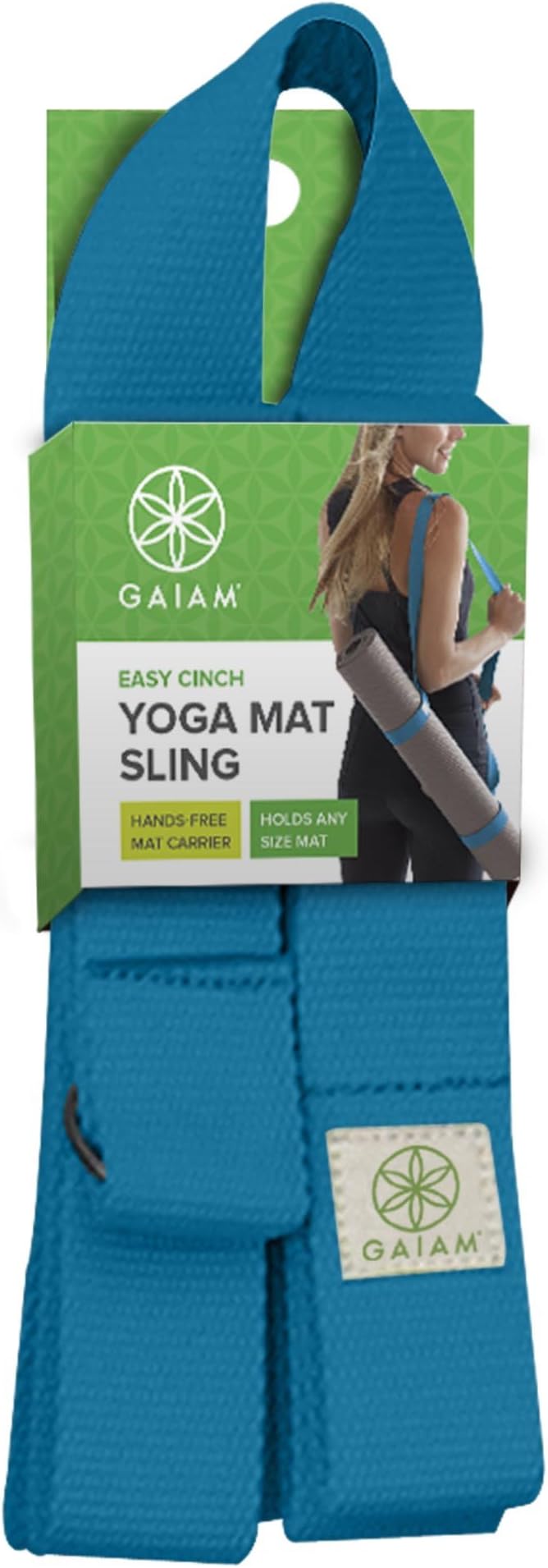 Gaiam Easy-Cinch Yoga Mat Sling - Durable Carrying Strap for Yoga Mat with Metal D-Rings for Secure Fit (No Mat Included)