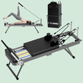 KEIKI Pilates Reformer Machine, Foldable Pilates Core Board Bed for Home Gym Workout, Multifunctional Yoga Studio Equipment w/Resistance Band & Adjustable Footbar Reformer Height, Easy Assembly