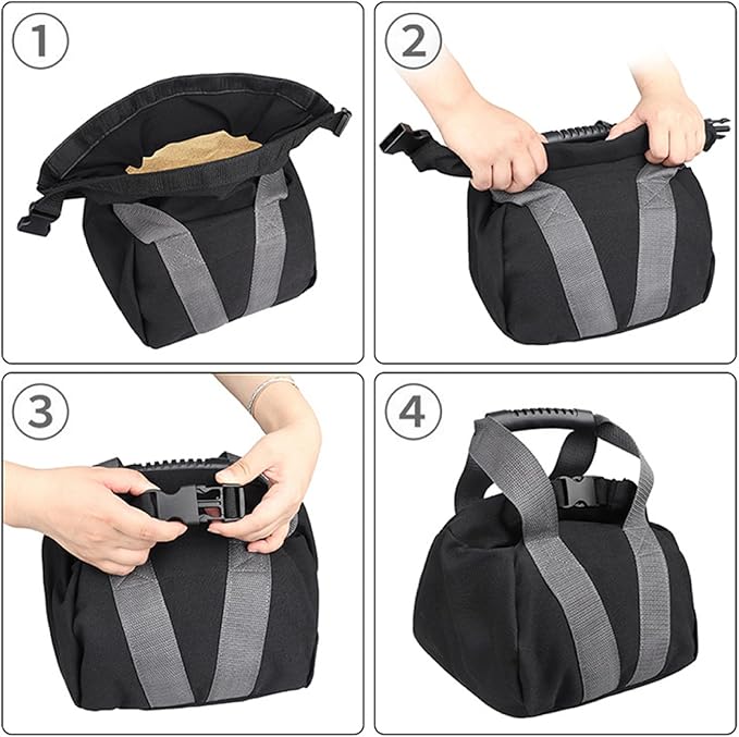 2Pcs Fitness Sandbags with Non-Slip Handle Refillable Portable Canvas Sand Kettlebell Soft Sand Bag for Home Training, Fitness, Yoga Workou Kettlebell