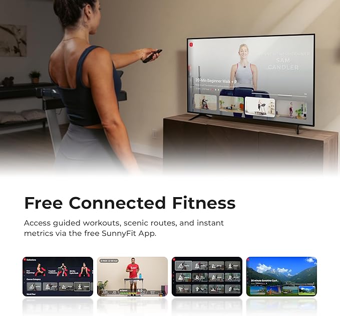 Sunny Health & Fitness Premium Smart Treadmill with Auto Incline, Dedicated Speed Buttons, Digital Performance Display