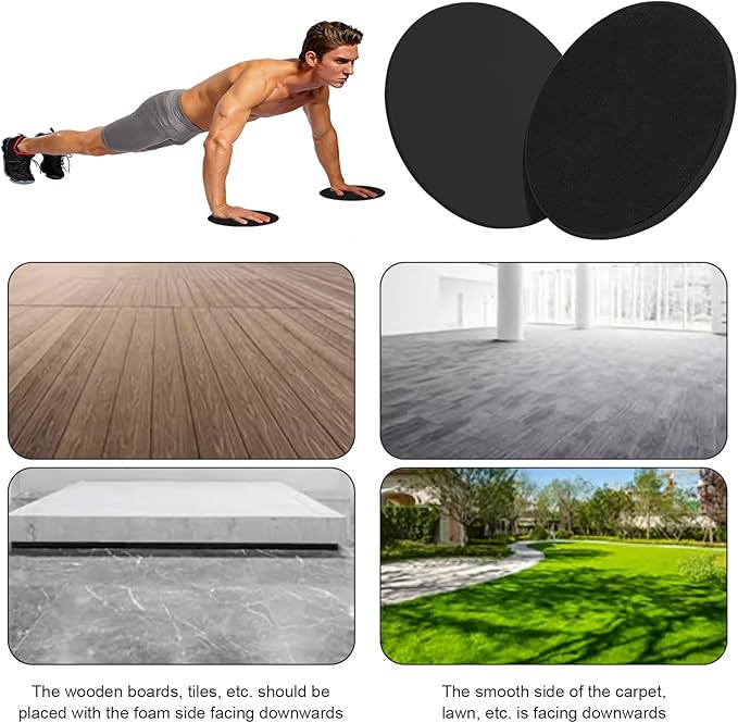 17.5cm/6.89In Round Core Sliders for Working Out,Set of 4 Exercise Core Pilates Sliders,Floor Foot Slider for Exercise 2 Color