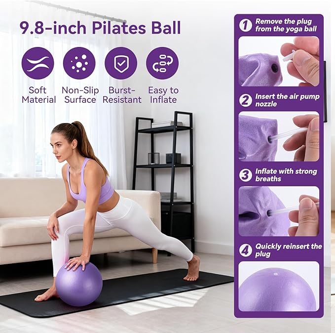 Pilates Kit for Women,15 Inch Magic Circle, 6 Multi-Level Resistance Bands,Yoga Ball Socks, Back Neck Stretcher ,14-Piece Full Body Toning Pilates Equipment for Beginners, 15 Min Daily Routine