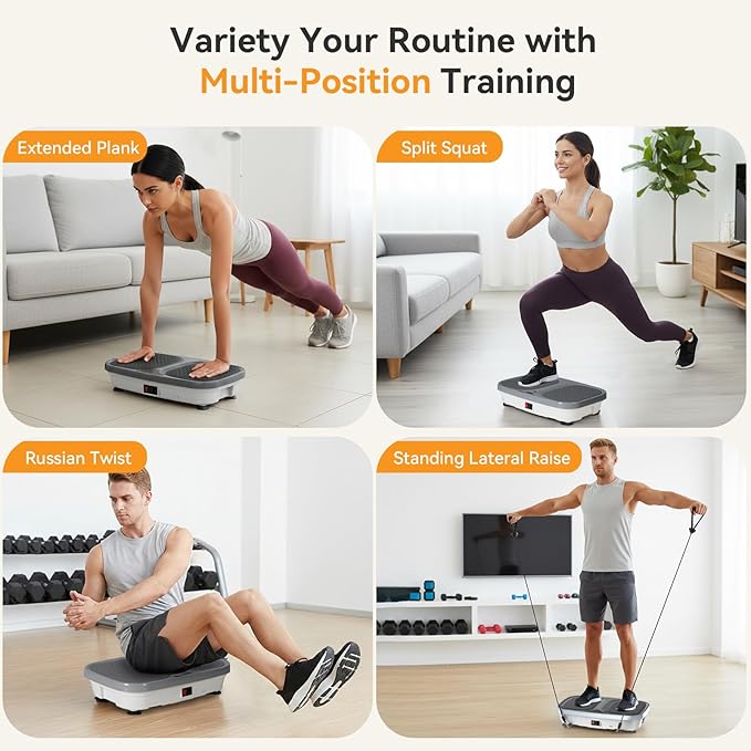 NEWBULIG Vibration Plate, Whole Body Workout Vibrating Platform with LED Touch Screen & Pull Ropes for Weight Loss & Muscle Toning, Home Gym Fitness Equipment with Remote Control for Women Men, Black