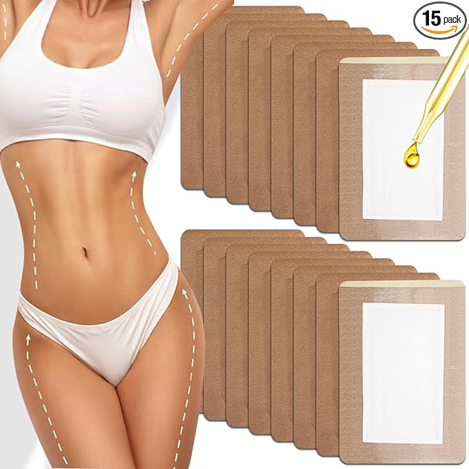 Castor Oil Pack Wrap Patch - Organic Cotton Castor Oil Belly Button Patch, Disposable Self-Adhesive Abdominal Pads, Portable Anti Leakage High Absorbent Patch for Multi-Area Use 15 PCS