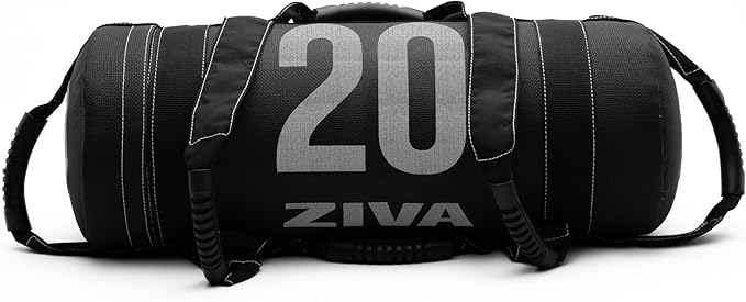 ZIVA Premium Power Core Sandbag - Elite Level Pre-Weighted Workout Bag, Commercial Grade Textured DuraLeather Shell, Reinforced Stitching Webbing, Ergonomic Handles | Home Gym Exercise - (10-50 lbs.)