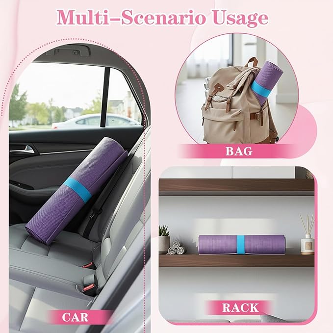Yoga Mat Strap, One Snap Yoga Mat Slap Band for Keep Mats Tightly Rolled, Elastic One Snap Straps Band