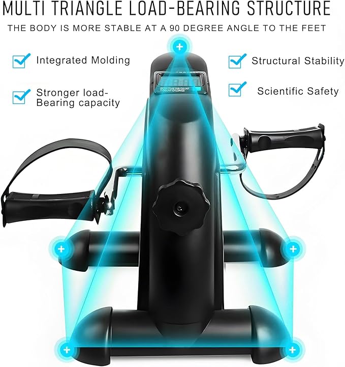 Under Desk Pedal Exerciser Bike with Digital LCD Display, Adjustable Resistance Pedal Exercise Bike, Easy Assembly 220lbs Load Capacity