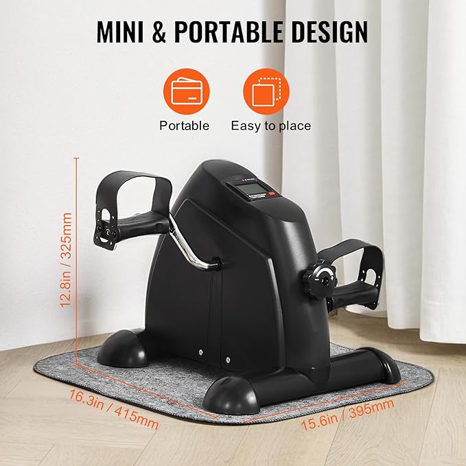 Happybuy Under Desk Bike Pedal Exerciser,Multi-level Resistance Pedal Exerciser for Home Office Workout,Mini Exercise Bike for Arm/Leg Exercise,Cycling Portable Peddler with LCD Display & Non-Slip Mat