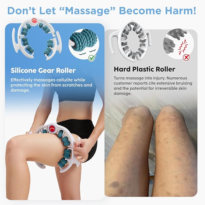 Cellulite Massage Tool - Lymphatic Drainage Massager - Muscle Roller, Deep Fascia Massage, Dimpled Skin Removal, Legs/Thighs/Buttocks, Anti-Cellulite Roller, Smooth Skin, Pain Relief (Green)