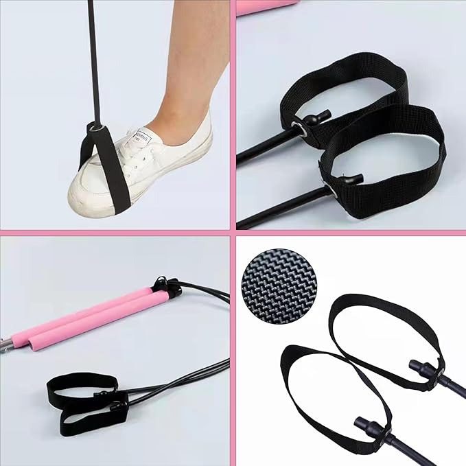 Pilates Bar Kit - Sculpting Elastic Fusion Bar Pilates Stretch Lightweight, Easy Installation Portable Workout Bars Fitness Supplies for Women, Men, Boys, Girls