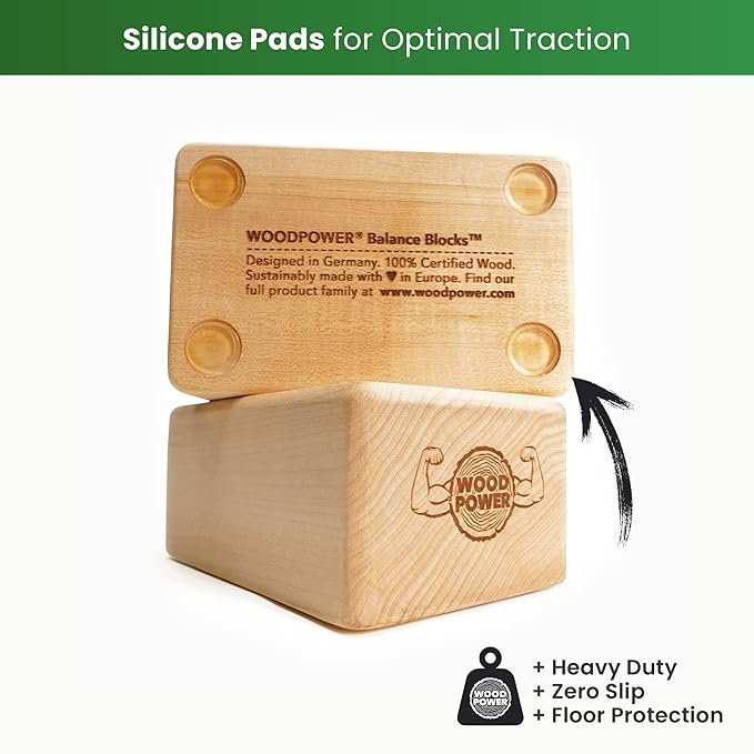 WOODPOWER BalanceBlocks - Handstand Blocks & Yoga Block in One - Bodyweight Training, Gymnastics, Acrobatics, Yoga, Yoga prop and accessory, Lightweight, Good for Travel, Premium European Quality (Pack of 2)