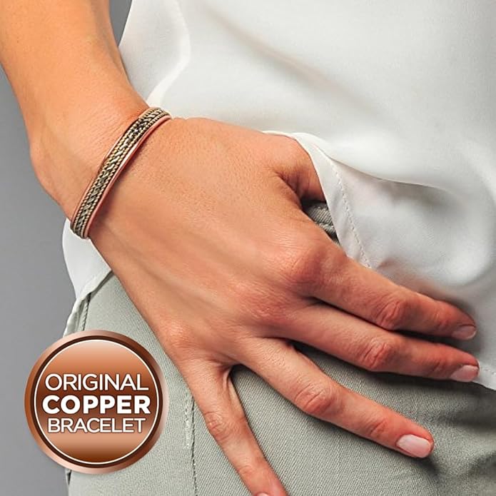Earth Therapy Elegant Design Magnetic Field Copper Bracelets with Ultra Strength Magnets - Unisex - Adjustable