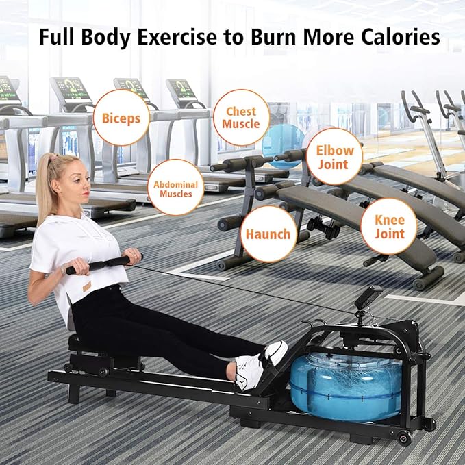 Goplus Water Rowing Machine Dual Track Adjustable Resistance with LCD Display and Large Weight Capacity for Home Use