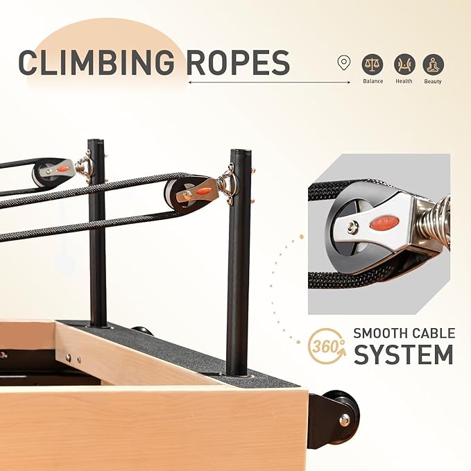 Foldable Pilates Reformer & Equipment - Pilates Reformer Workout Machine for Home Gym with Reformer Accessories, Reformer Box, Padded Jump Board - Up to 300 lbs Weight Capacity