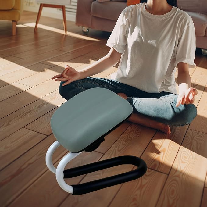 Colaxi Meditation Stool for Adults, Meditation Bench Kneeling Stool, Ergonomic Portable Chair with Anti Slip Cover, Adjustable Prayer Bench Seat for Home Studio Praying Yoga, Style C Blue