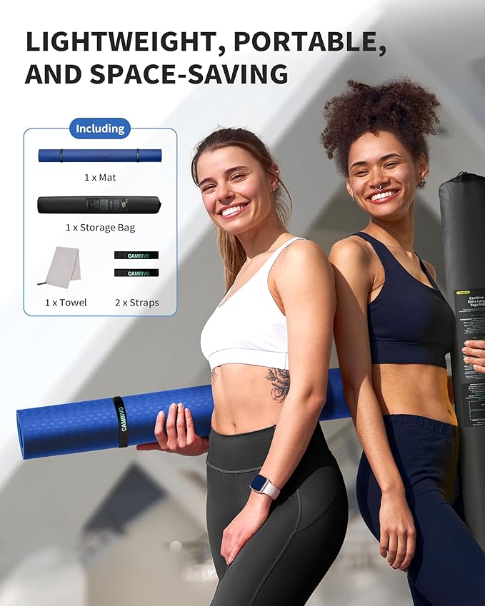CAMBIVO Large Yoga Mat (6'x 4'), Extra Wide Workout Mat for Men and Women, 0.24''/0.32''/0.4''/0.48'' Thick Exercise Fitness TPE Mat for Home Gym, Yoga, Pilates, Workout (Barefoot Exercise)