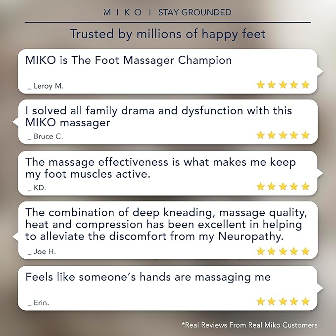 MIKO Foot Massager Machine with Deep-Kneading, Compression, Shiatsu, and Heat for Plantar Fasciitis, Neuropathy - Fits up to Men Size 12