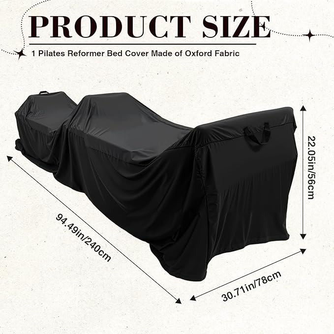 Pilates Reformer Protective Cover Dustproof Waterproof Oxford Fabric with Elastic Edge 2 Handles Drawstring Reformer Machine Cover for Indoor Outdoor Gym Home Yoga Studio,95 x 30 x 22 Inch