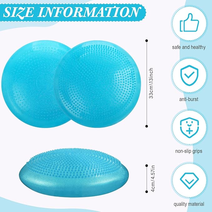 Libima 4 Pcs Glitter Wiggle Seat for Sensory Kids Inflated Wobble Cushion Sensory Seat Flexible Seating for Classroom Elementary, Balance Disc for Kids Adult Office Home
