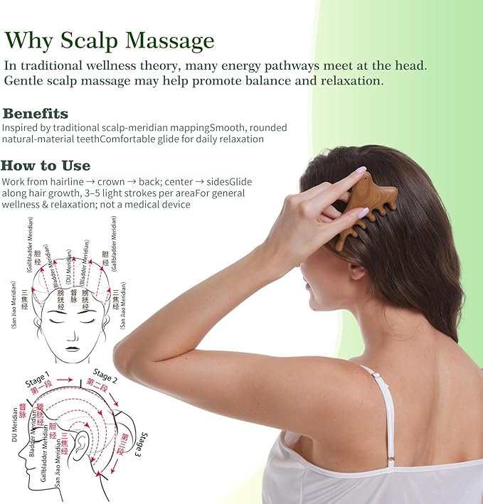 Gua Sha Tool for Face &Body,Gua Sha Sculpting Tool,Wooden Gua Sha Tool Face, Jawline Shaper Lymphatic Drainage Brush,Scalp Massage Tool&Head Scratcher,Face massager,Natural Green SandalWood