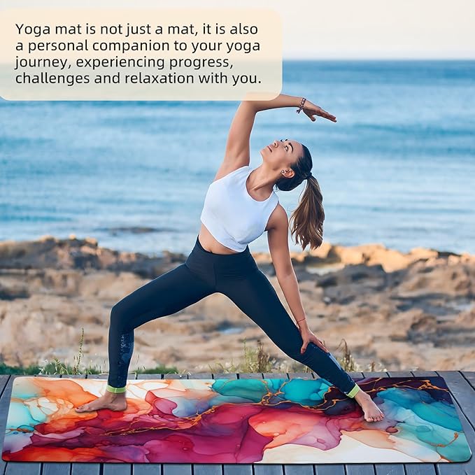 FOLAI Extra Thick Yoga Mat 6mm，pilates mat thick - Non-Slip Exercise Mat for HIIT, Pilates & Home Workouts & Workout with Free Carry Strap