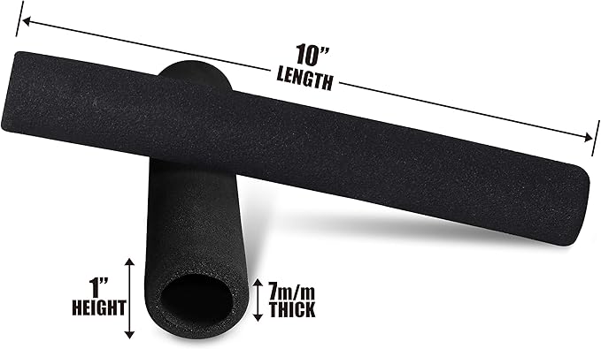 WF Athletic Supply Foam Foot Pads, Foam Roller for Gym Exercise Machines Equipment Replacements, Roller Pad for Leg Extension, PEC Deck Pads for Weight Bench, Sold by Pair (10” x 1” OD x 7mm ID)