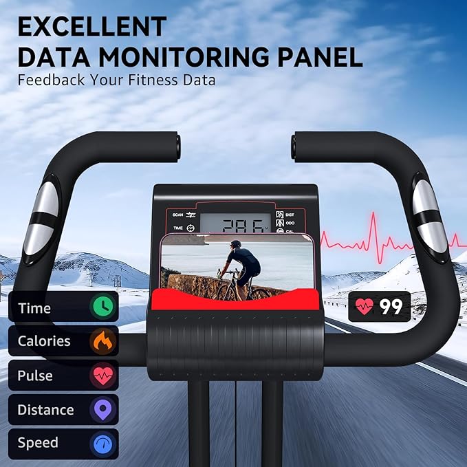 Foldable Exercise Bike Stationary Bikes for Home, 5 IN 1 Indoor Workout Bike, Cycling Bike with 16-Level Quiet Magnetic Resistance, 6.6 LBS Flywheel and 300LBS Capacity for Senior and Home Workout