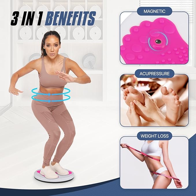 MADOG Ab Twister Board with 6 Magnets, Waist Twisting Disc for Aerobic Exercise, Reflexology & Core Workout Disc for Slimming & Strength Training
