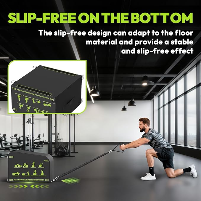Hip Thrust Bench, Multi-Functional Slip-Free Hip Thrust Machine for Glute Bridge, Box Jump, Push-Ups, Squat, Ab Exercise, Suitable for Home & Gym