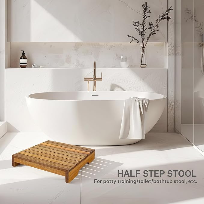 Step Platform for Adults & Elderly, 3.5" One Step Stool for Elderly, Wooden Platform Step Stool, Wooden Mobility Stepping Stools for Adults, Kids/Bedside, Bathroom, Kitchen, Garden