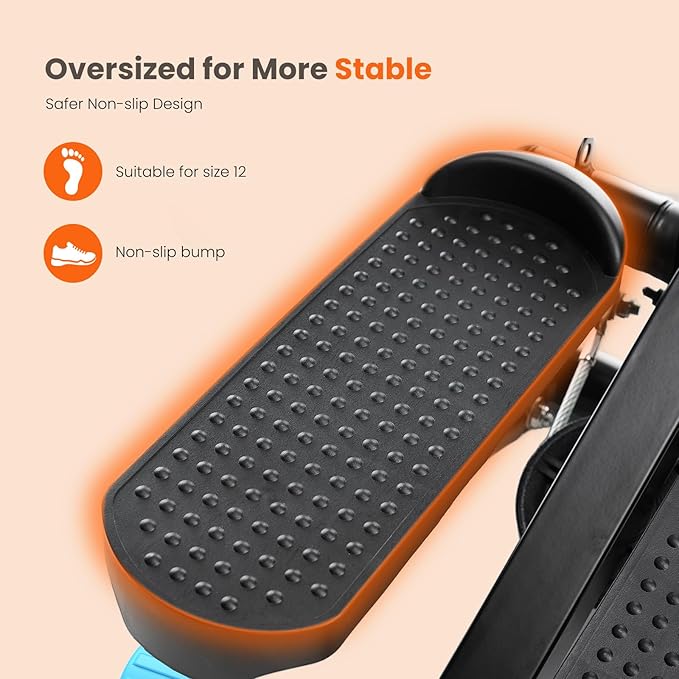 Sweetcrispy Mini Stair Steppers with Resistance Bands for Exercise at Home, Portable Exercise Twist Stepper Machine for Full Body Workout, 300LBS Capacity